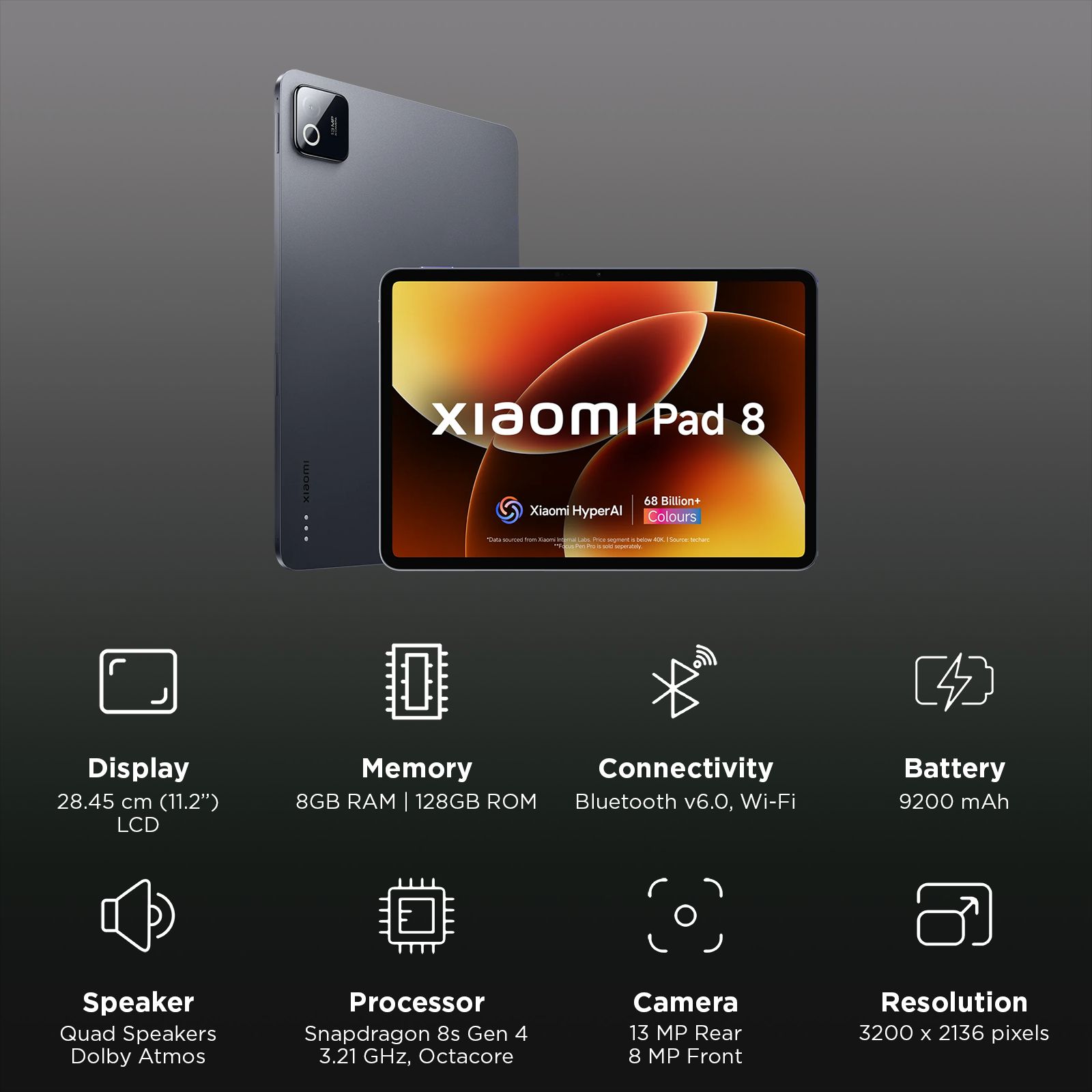 Androidタブレット本体 Xiaomi Pad 8 Gray 128 GB Xiaomi（シャオミ） Xiaomi Pad 8 8G+128G[グレー] : らいぶshop